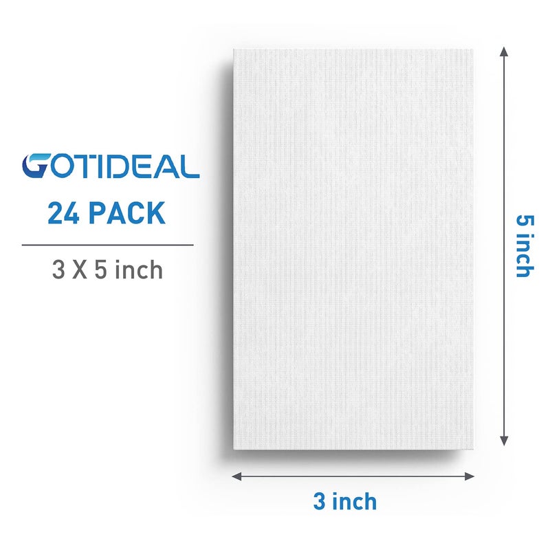 GOTIDEAL لوحات قماشية للرسم، مقاس 3 × 5 بوصة من 24، لوحات قماشية مسطحة بيضاء احترافية - لوحات قماش فنان قطن 100% للرسم الأكريليك، ألوان مائية زيتية - Image 3
